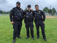 From left, are Hubbard Police Officers Steve Holliman, Chris Davis, and Mark Wai, who regularly visit the School District.