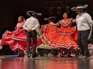 MEChA dancers entertain the crowd during the 2022 North Marion commencement ceremony. Photo by Jillian Daley