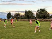 North Marion soccer players clad in practice jerseys build their skills on a cool summer evening July 6.
