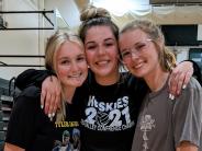 From left to right are North Marion athletes Becca Rand, Shay Coello, Clara Miller taking a water break during practice.