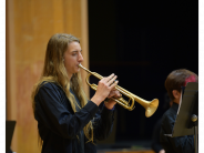 Student playing the trumpet