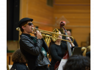 Student playing the trombone
