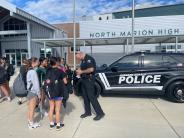 Chief Parise handing out stickers