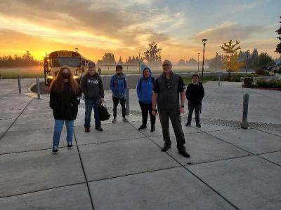 North Marion Middle School Co-Principal David Sheldon captures a misty sunrise with his students on October 19, 2021. 