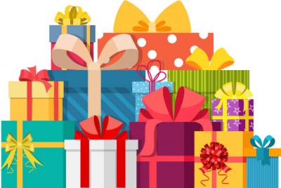 istock cartoon illustration of a colorful stack of presents