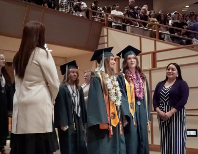 Students waiting to walk to graduation