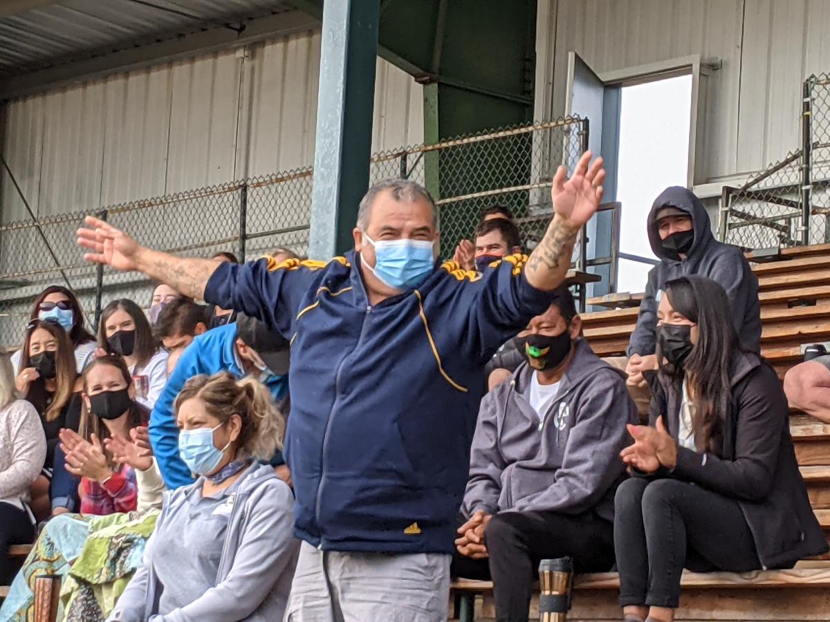 Custodian Armando Zepeda enjoys a moment of appreciation at a School District gathering on September 1.