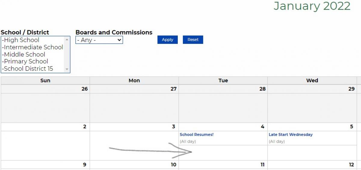 Month of January 2022