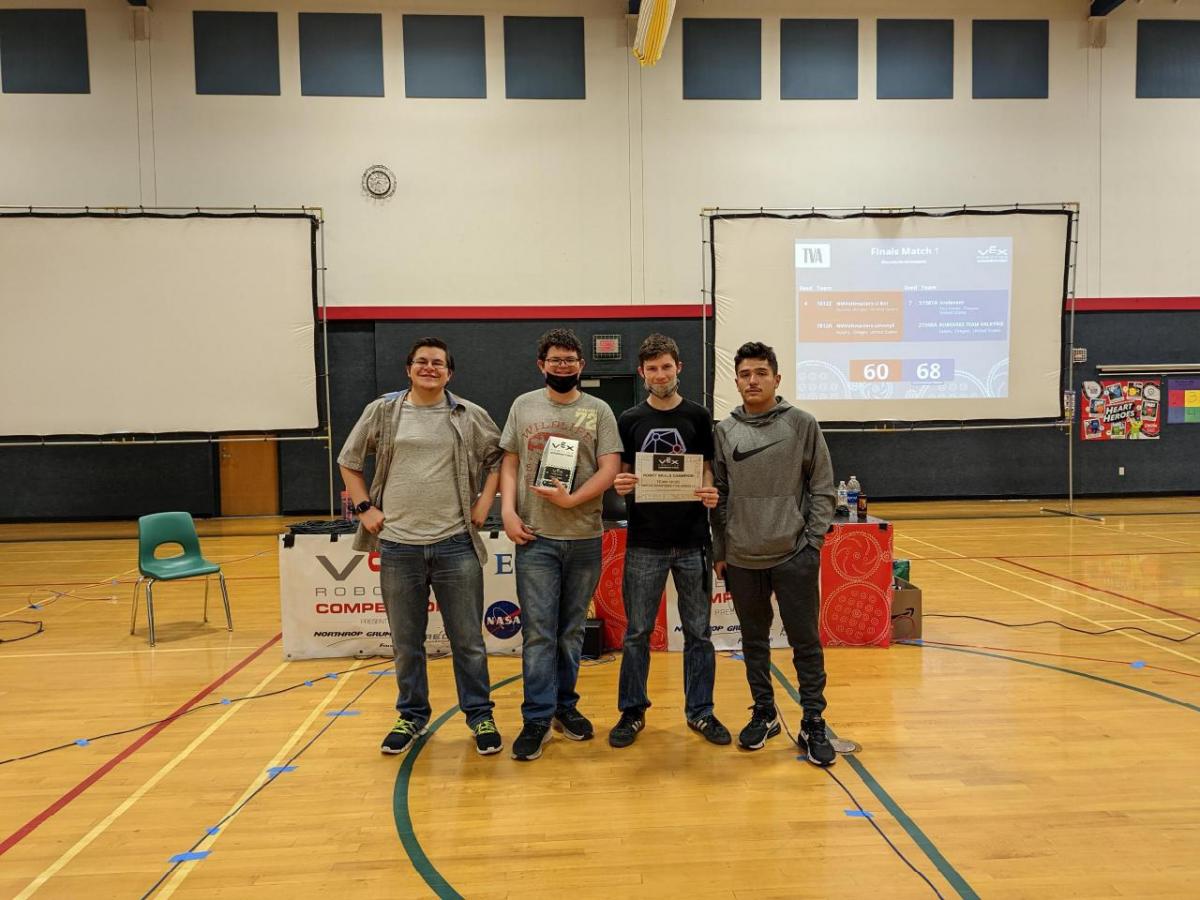 From left to right are the team members: Raymond Magana, David Snow, Thomas Bonser, and Kevin Guzman.