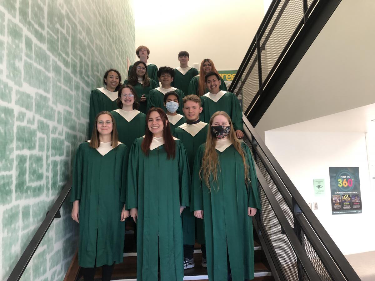 The North Marion High School choir stands in formation for a Yearbook photo. Photo by John Haddon