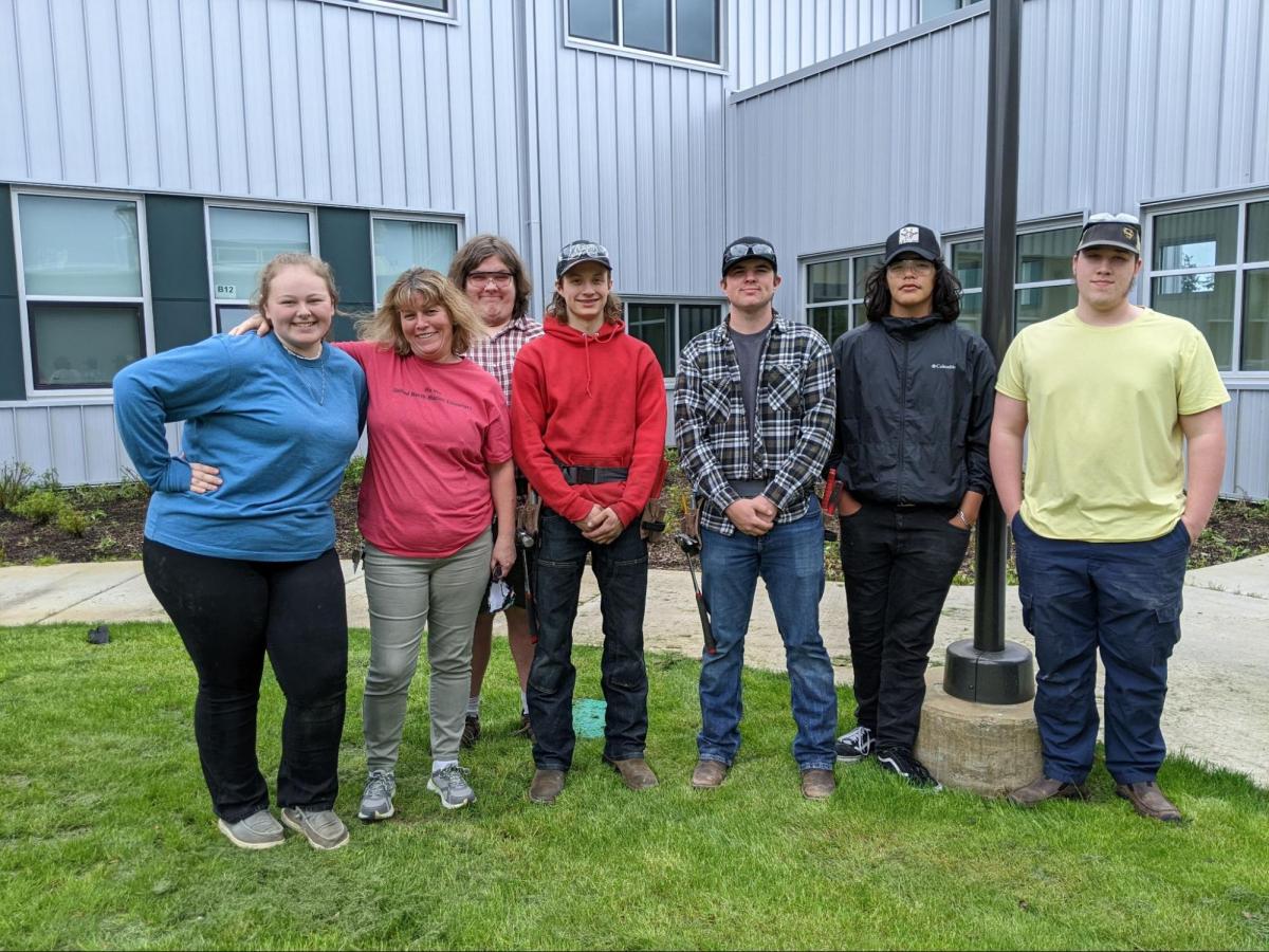 From left to right are: Tyler Rooper, Sherie Moran, Benjamin Rose, Ethan Gianella, Ethan Wampole, Angel Contreras, and Joe Havel