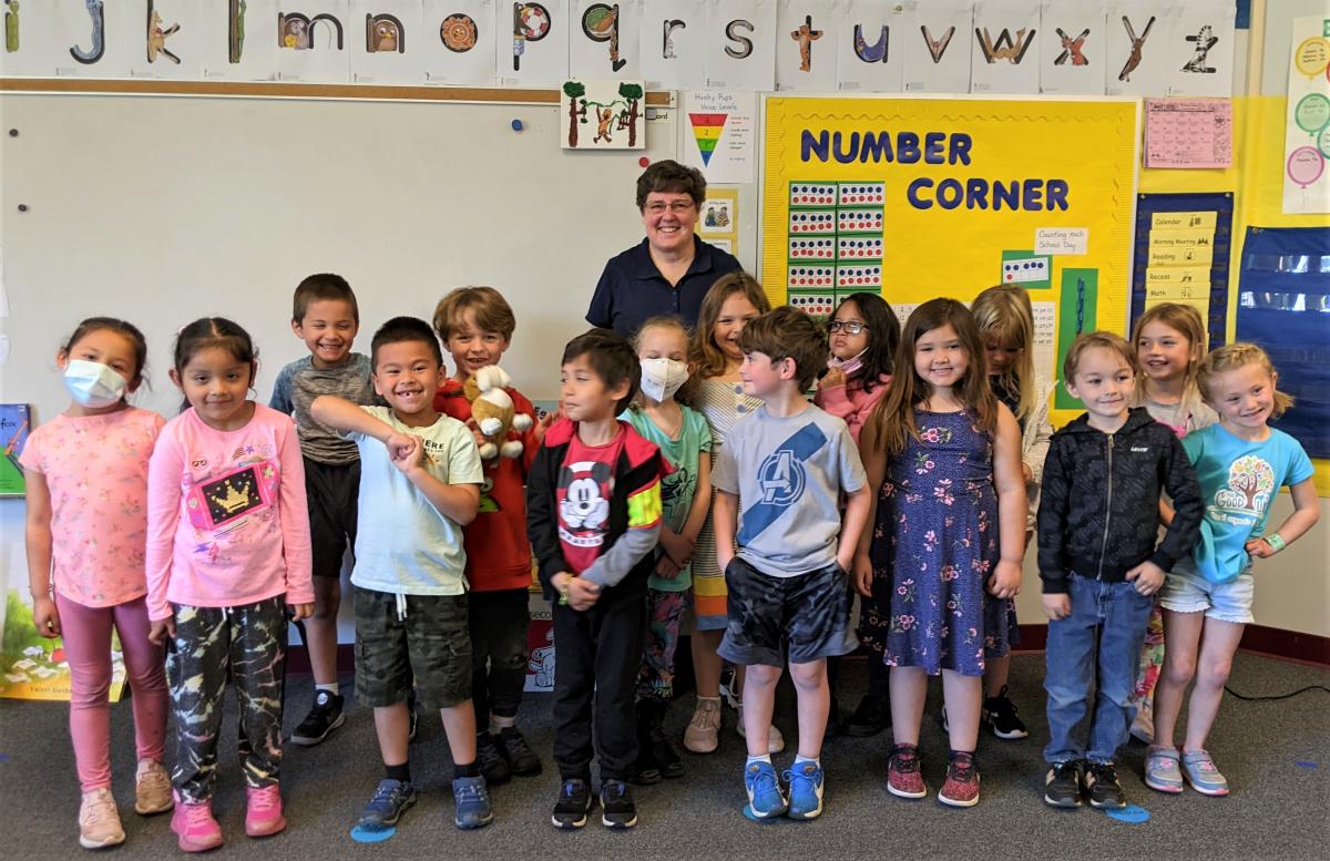 Cindy Jackson takes a break from class to get a photo with her students. Photo by Jillian Daley