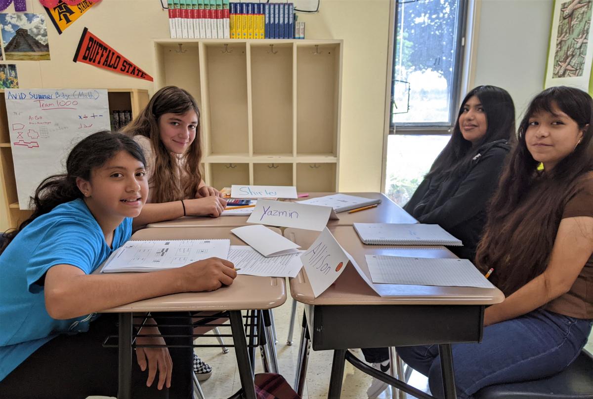 From left to right are students Rihanna Alfaro Calvillo, Allison Kirkbride, Yazmin Esquivel Alfonso, and Gomez Peña.