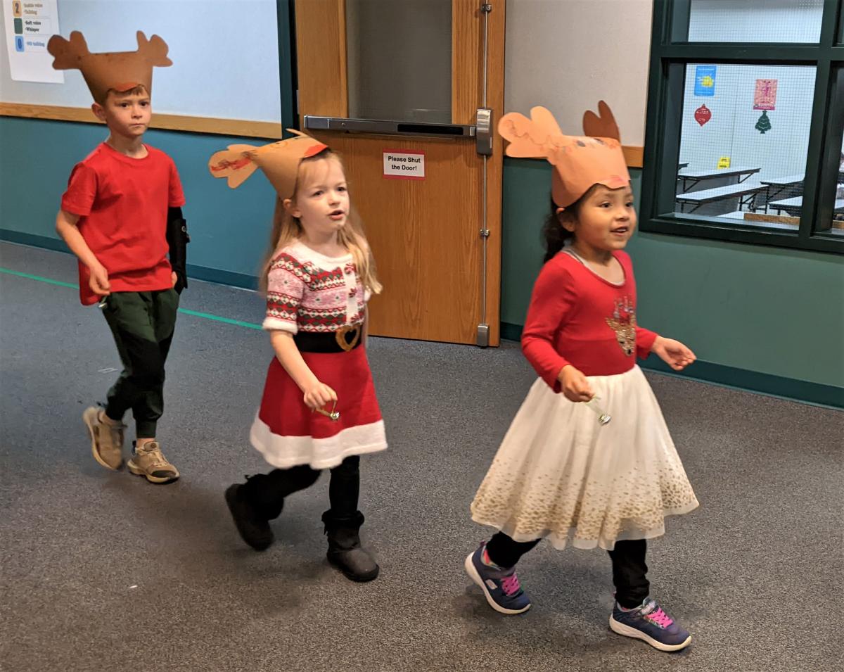 Kindergartners participated in the Reindeer Walk on Dec. 14 at North Marion Primary School. Photo by Jillian Daley