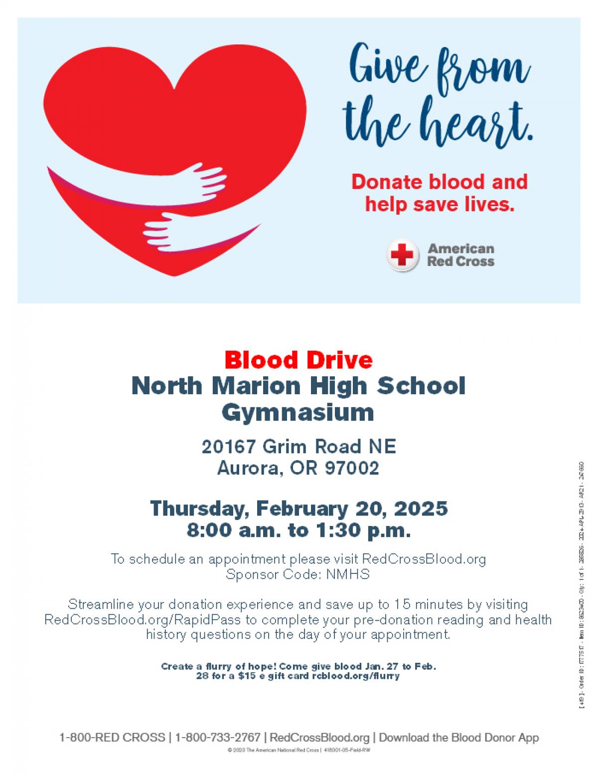 North Marion HS Blood Drive Flyer