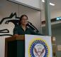 Yadira Romero Navarro poses at the podium. Photo by Calvin Parmenter