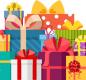 istock cartoon illustration of a colorful stack of presents
