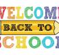 Welcome Back to School image with pencil and rainbow colors
